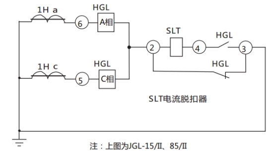 JGL-14/Ⅱ二相靜態(tài)反時(shí)限過流繼電器典型應(yīng)用接線圖